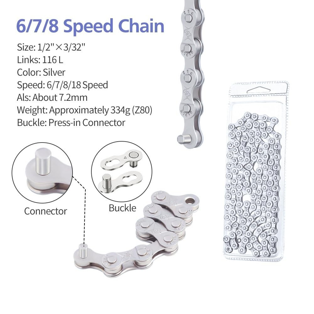 Bike Chain 6/7/8 Speed Chain for Road Mountain Racing Cycling Alloy Steel