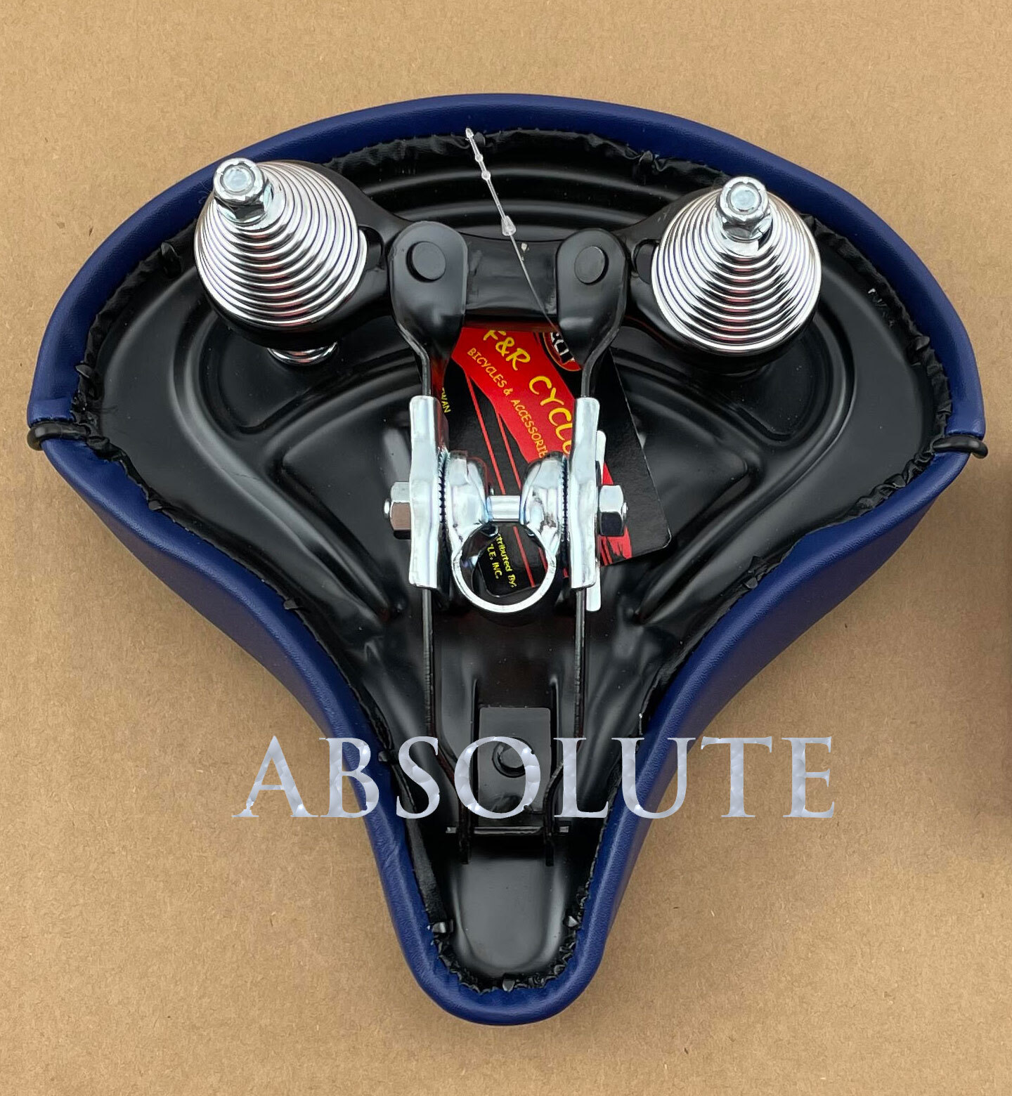 NEW! ABSOLUTE BEACH CRUISER VINYL SADDLE 209 IN ALL BLUE W/ BLUE CUSTOM GRIPS.