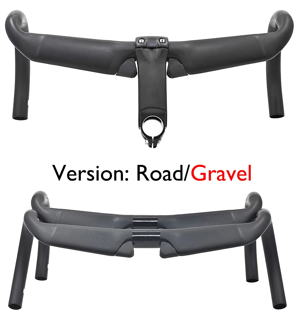 31.8*380 400 420 440mm T1000 Carbon Fiber Gravel Road Bike Handlebar with Stem