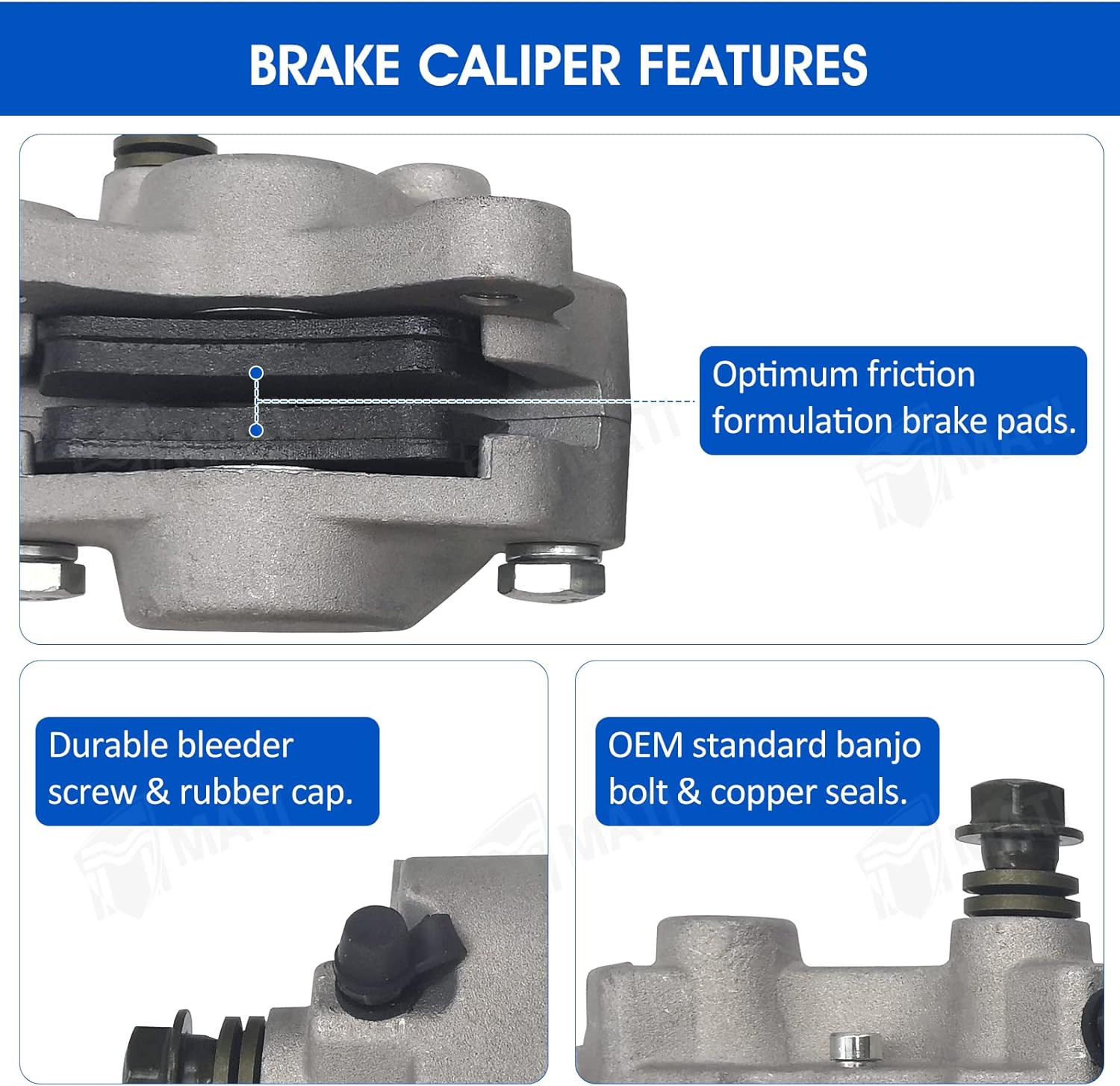 Front Left Right & Rear Brake Calipers for Arctic Cat ATV 250 300 375 400 454 50