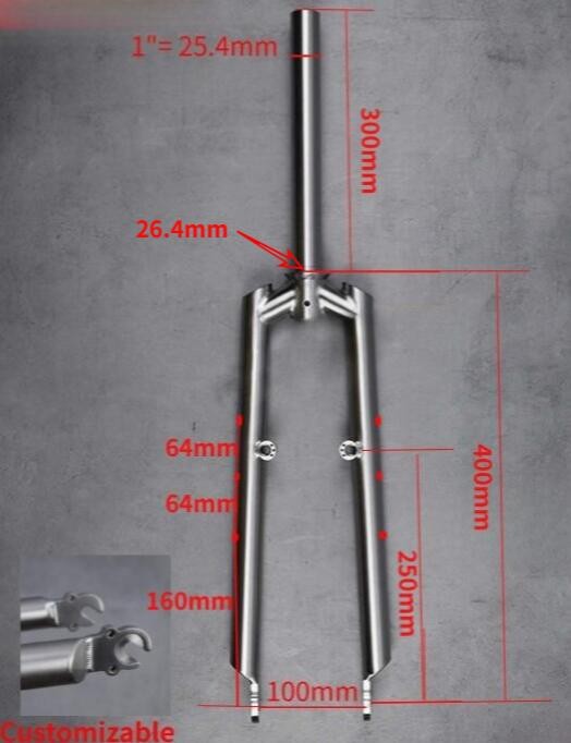 GR9 Titanium Square Shoulder V-Brake Rigid MTB Front Fork Straight Leg Hard Fork