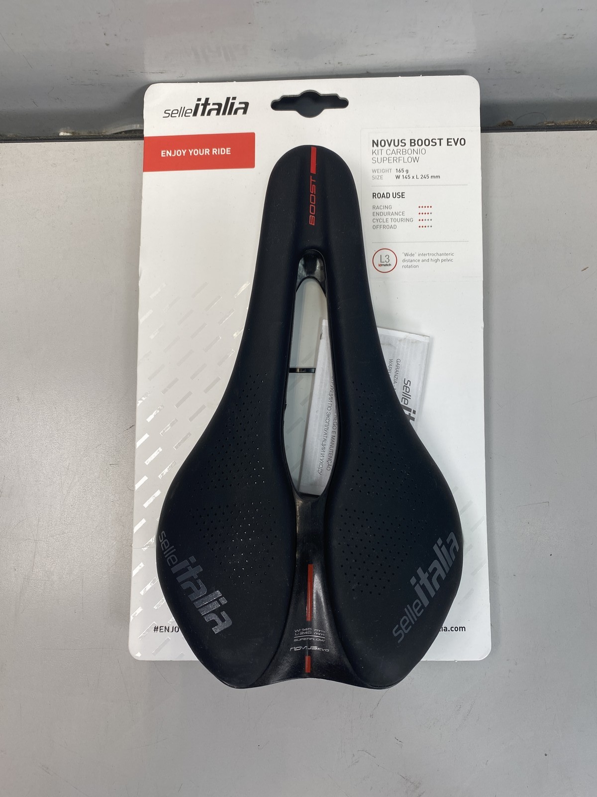 Selle Italia Bike Saddle Novus Boost Evo Kit Carbonio Superflow, L3, Carbon, Bl