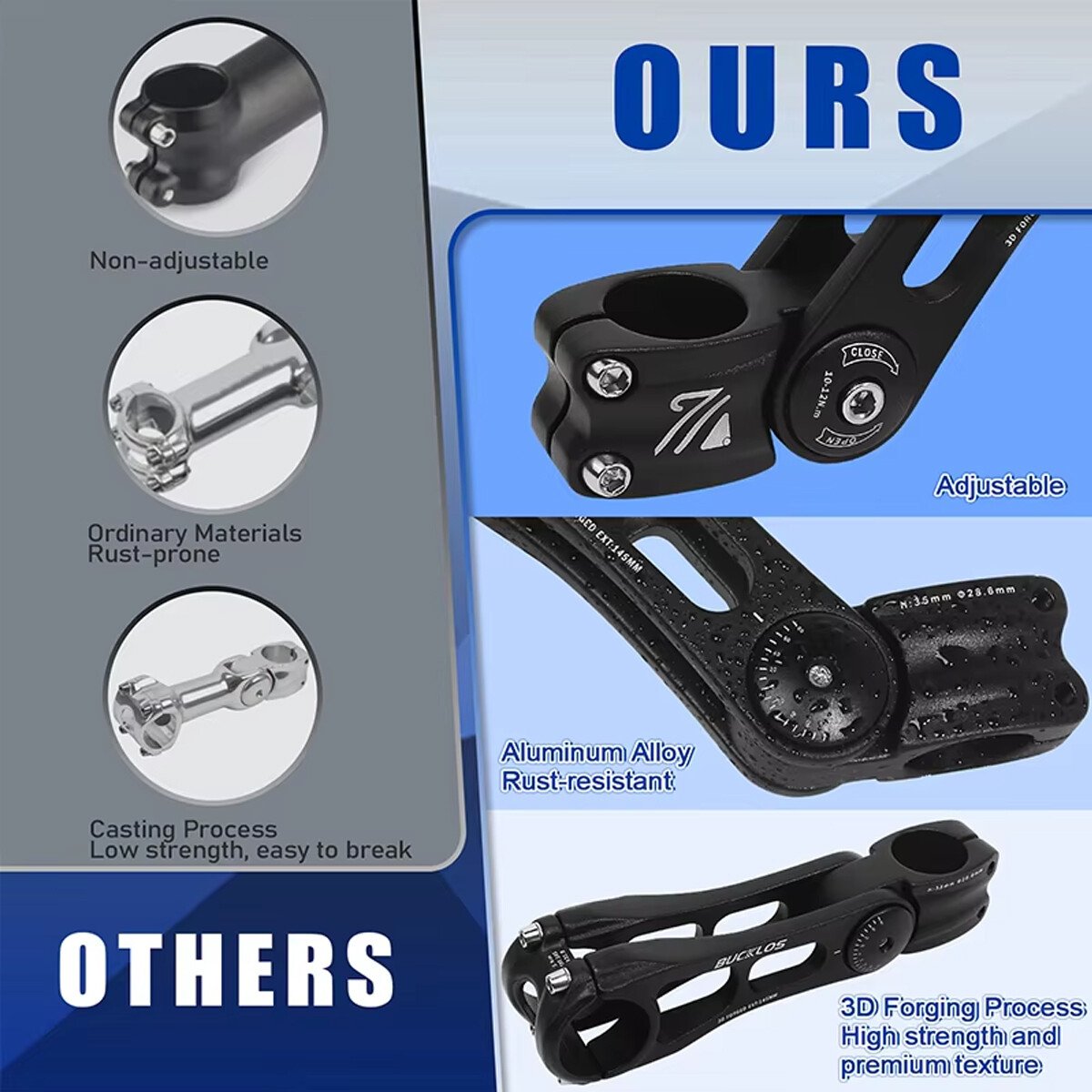 MTB Road Bike Stem Adjustable 80 Degree 110mm 130mm 145mm 25.4/31.8mm-Handlebar