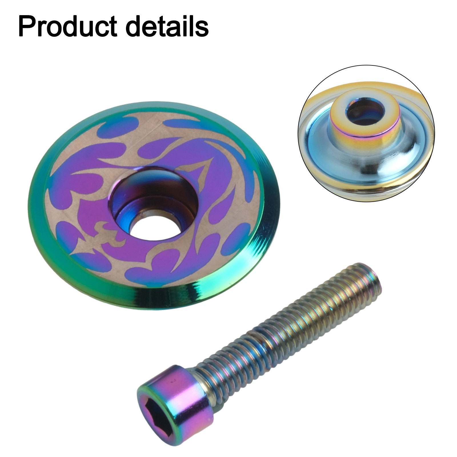 Lightweight Multicolor Oil Slick Headset Stem Cap Replacement Top Cover