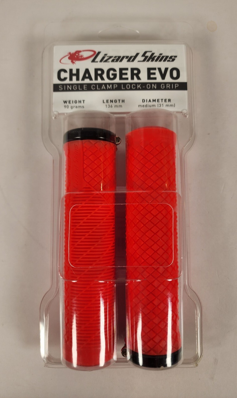 Lizard Skins Charger Evo Grips – FIRE RED Lock-On 136mm Medium Diameter