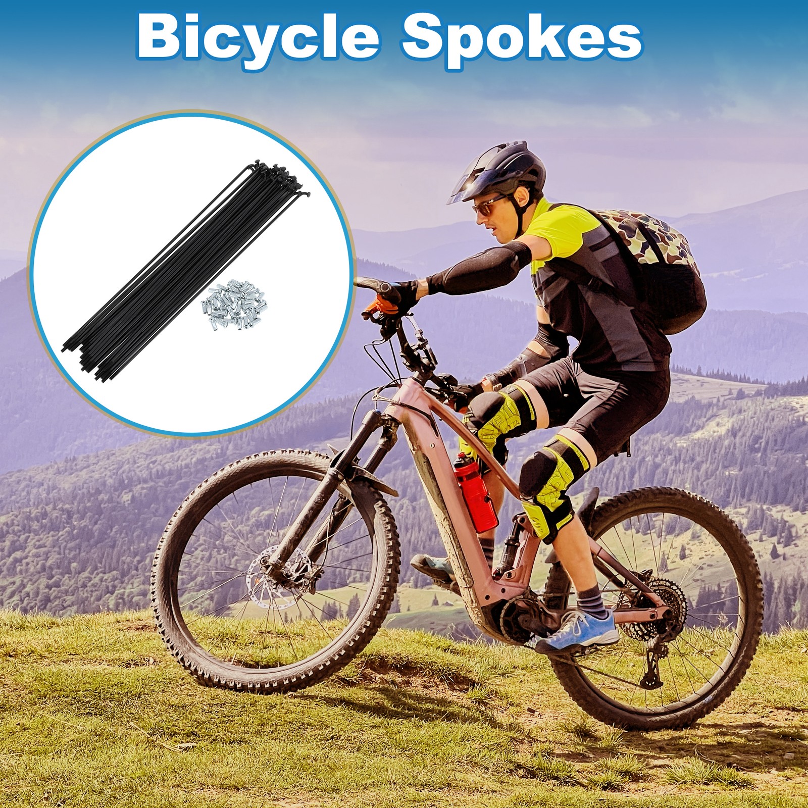 1Set 12G 257mm Length Bicycle Spokes Nipple Carbon Steel Black Universal