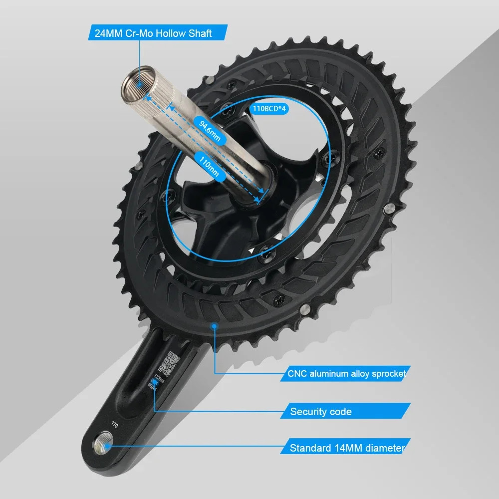 RIRO RACER R9 Road Bike Crankset 170mm 110BCD 50-34T 53-39T Double Chainring