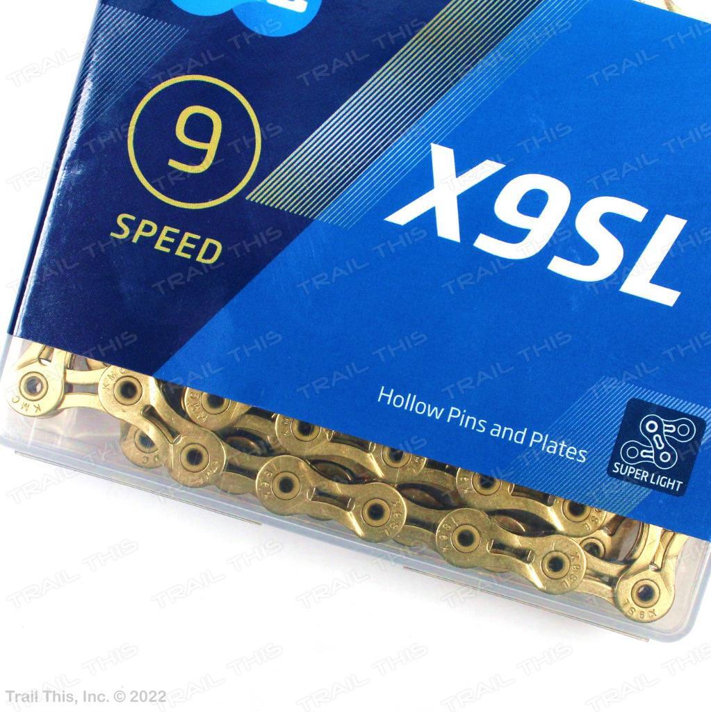 KMC X9SL Gold 9-Speed Bike Chain 116L fits Shimano SRAM Campy MTB / Road