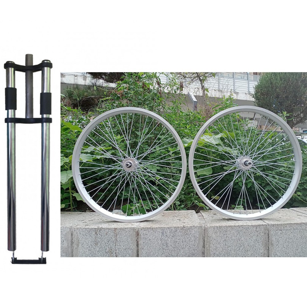 26* 2.35-3.5″ Spoke Wheel set w/Freewheel, 26″ Fat Tire Threaded Fork w/Headset