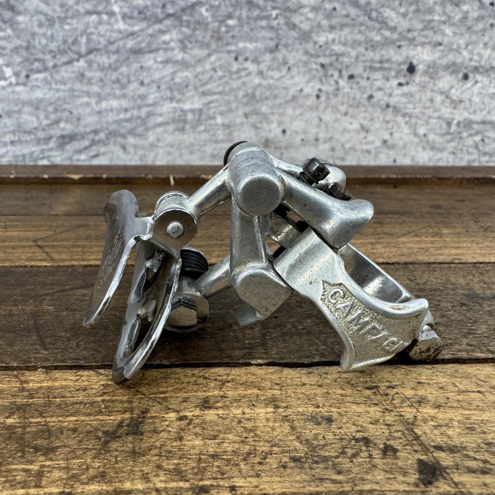 Vintage Campagnolo Front Derailleur 28.6 Clamp Double Bottom Pull Italy Silver