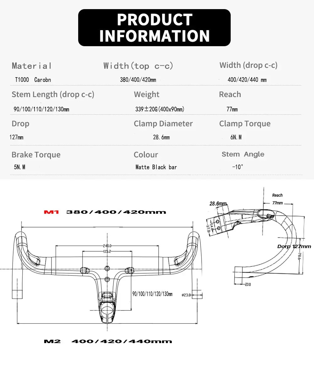 Carbon Road Bike Drop Bar Integrated Handlebar Di2 90-130mm 28.6mm Bicycle Frok