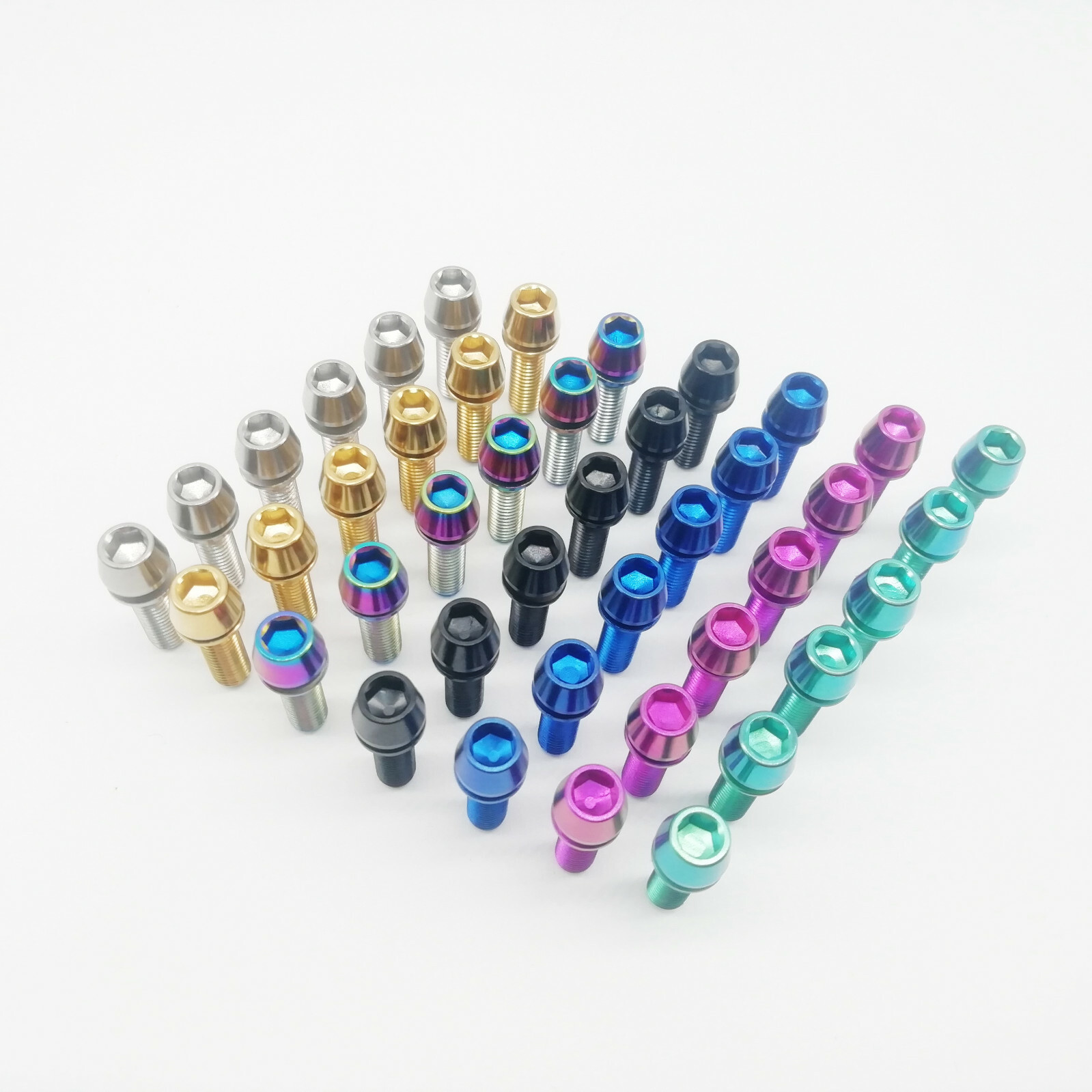 M5x18mm Titanium Ti Bike Stem Bolts Taper Head Bicycle Conical With Washers 6pcs