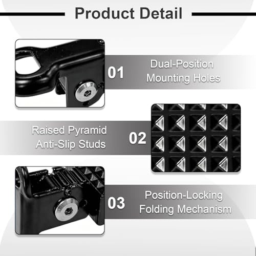 YWG Foldable Foot Pegs for Ebike, Non-Slip Aluminum Passenger Footrests |