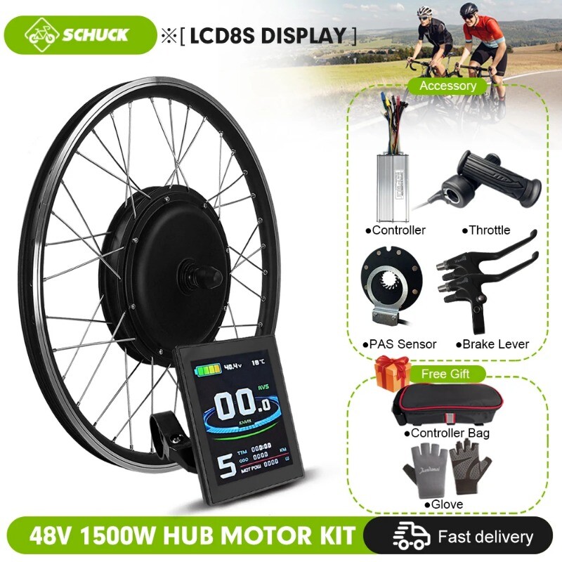Mountain E-bike Conversion Kit 48V 1500W Brushless Gearless Rear Hub Motor Wheel