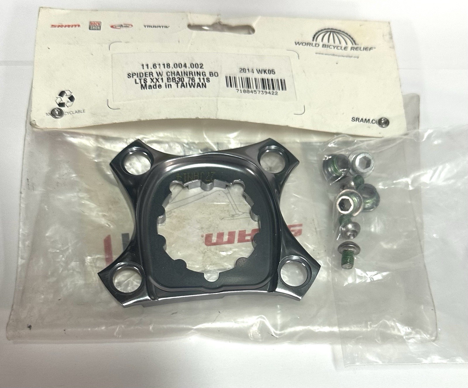 SRAM XX1 BB30 Spider 1×11 Speed 76mm BCD, With Chainring Bolts