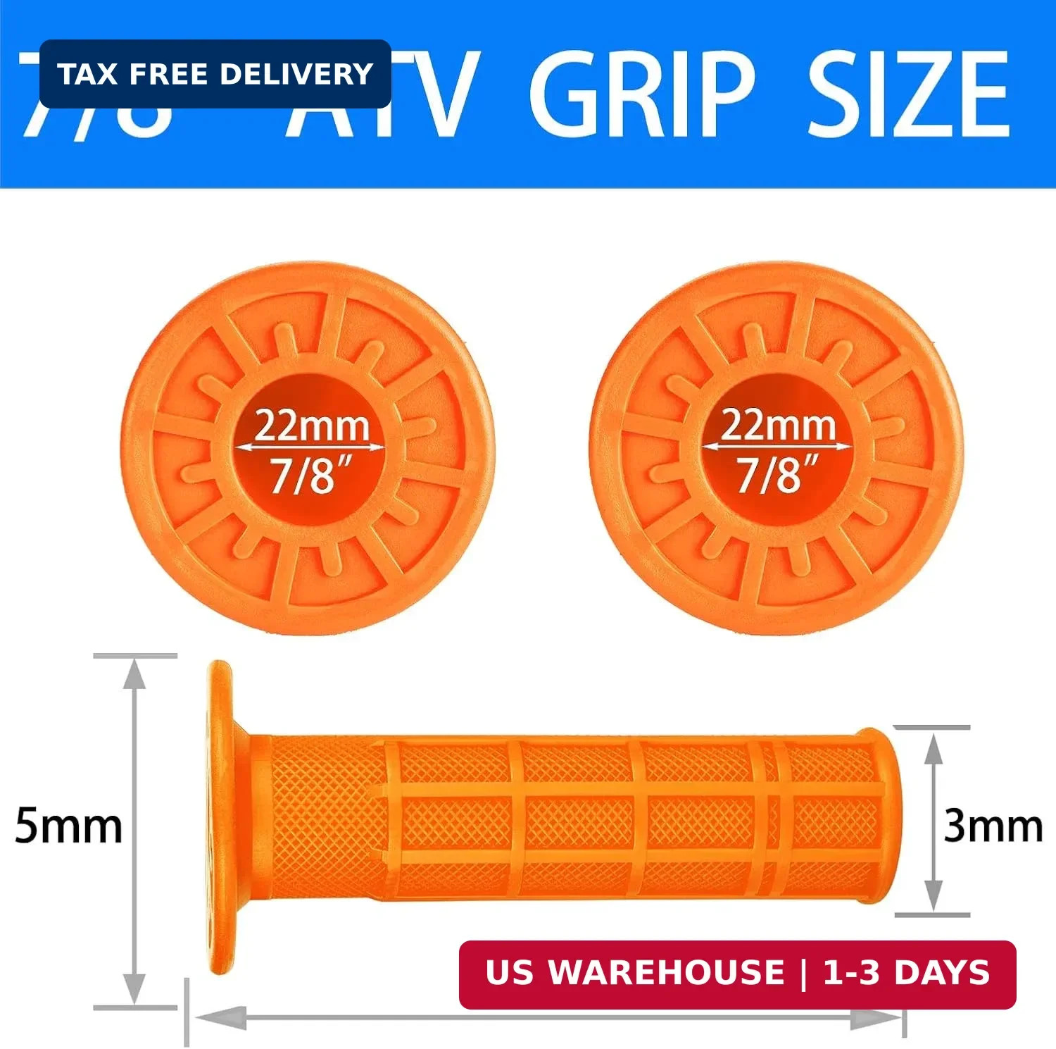 7/8» ATV Grips Universal Handlebar Grips Soft Rubber Motorcycle Grip for ATV Po