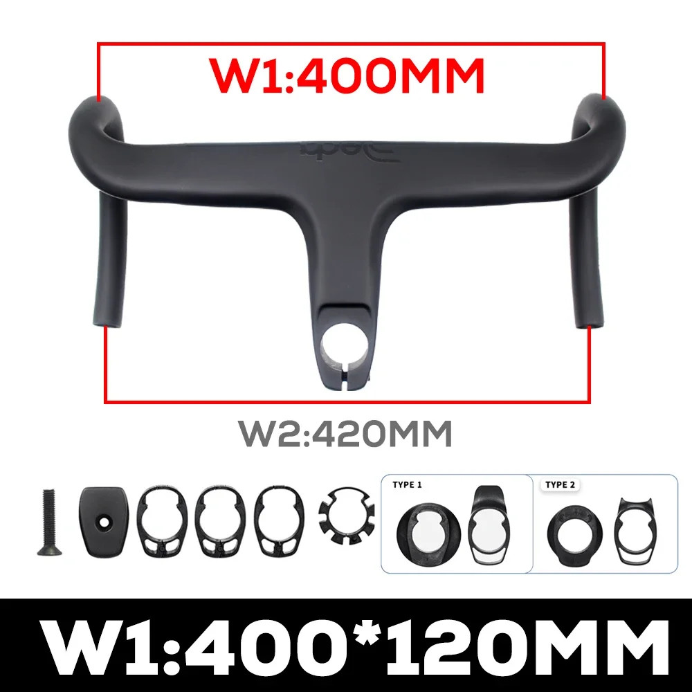 Road Bike Internal Cable Integrated Drop Bar Full Carbon Fiber Bicycle Handlebar