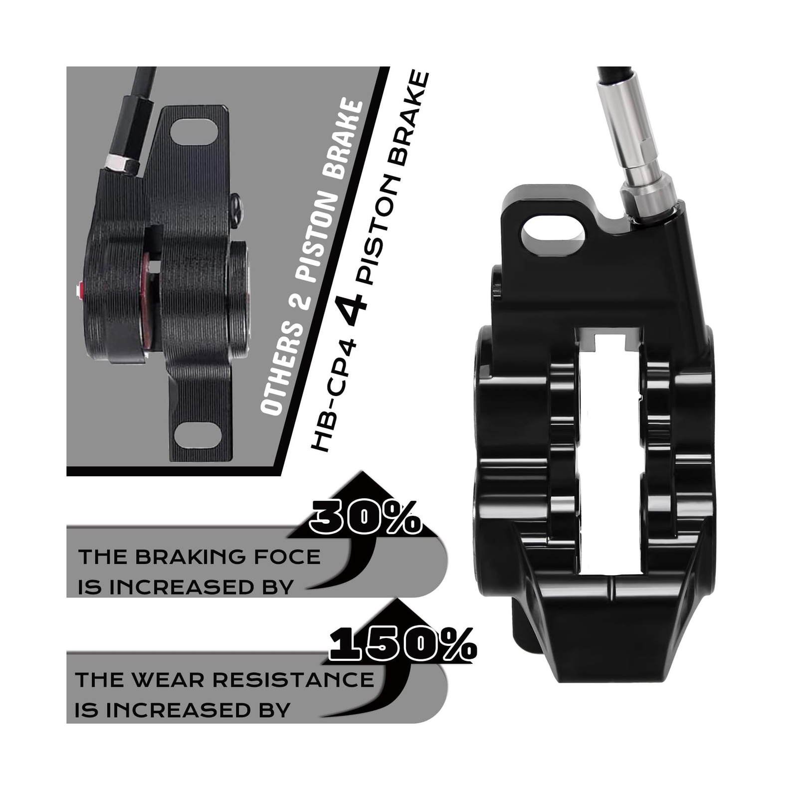BUCKLOS MTB Hydraulic Disc Brake Set 4 Pistons Front 850mm and Rear 1550mm Hy…