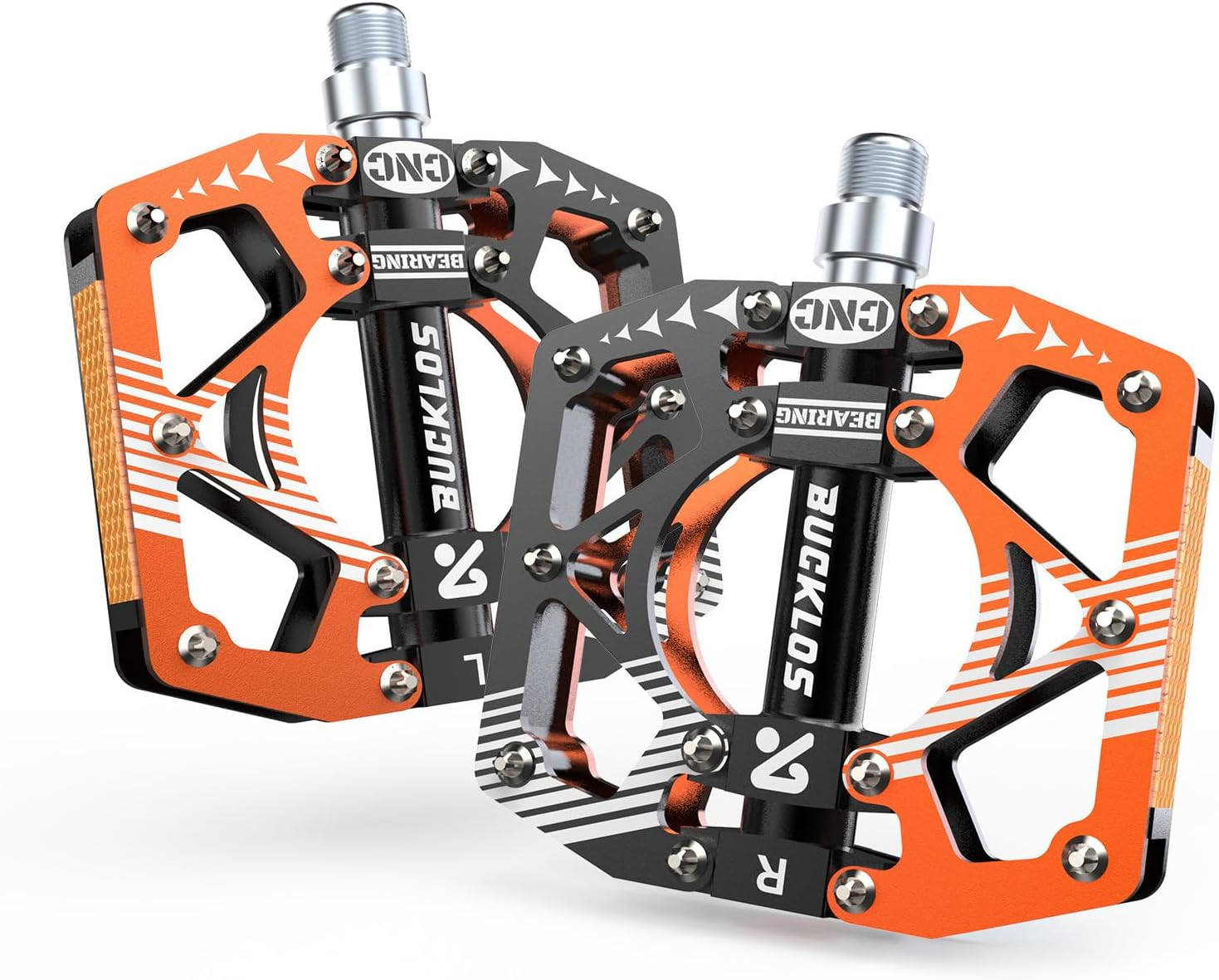 MTB Bike Flat Pedals with Reflectors,Large Platform Mountain Non Slip CNC Alumin