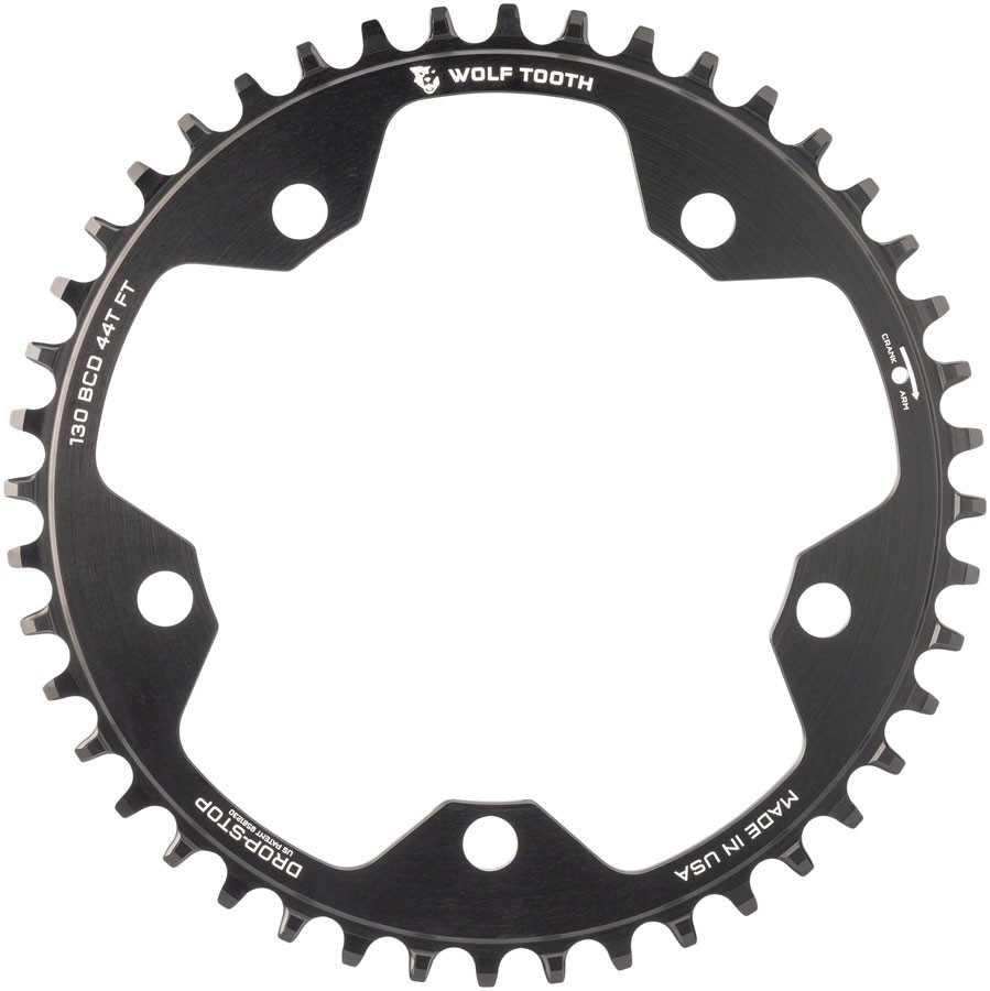 Wolf Tooth 130 BCD Road and Cyclocross Chainring – 44t, 130 BCD, 5-Bolt, Drop-St