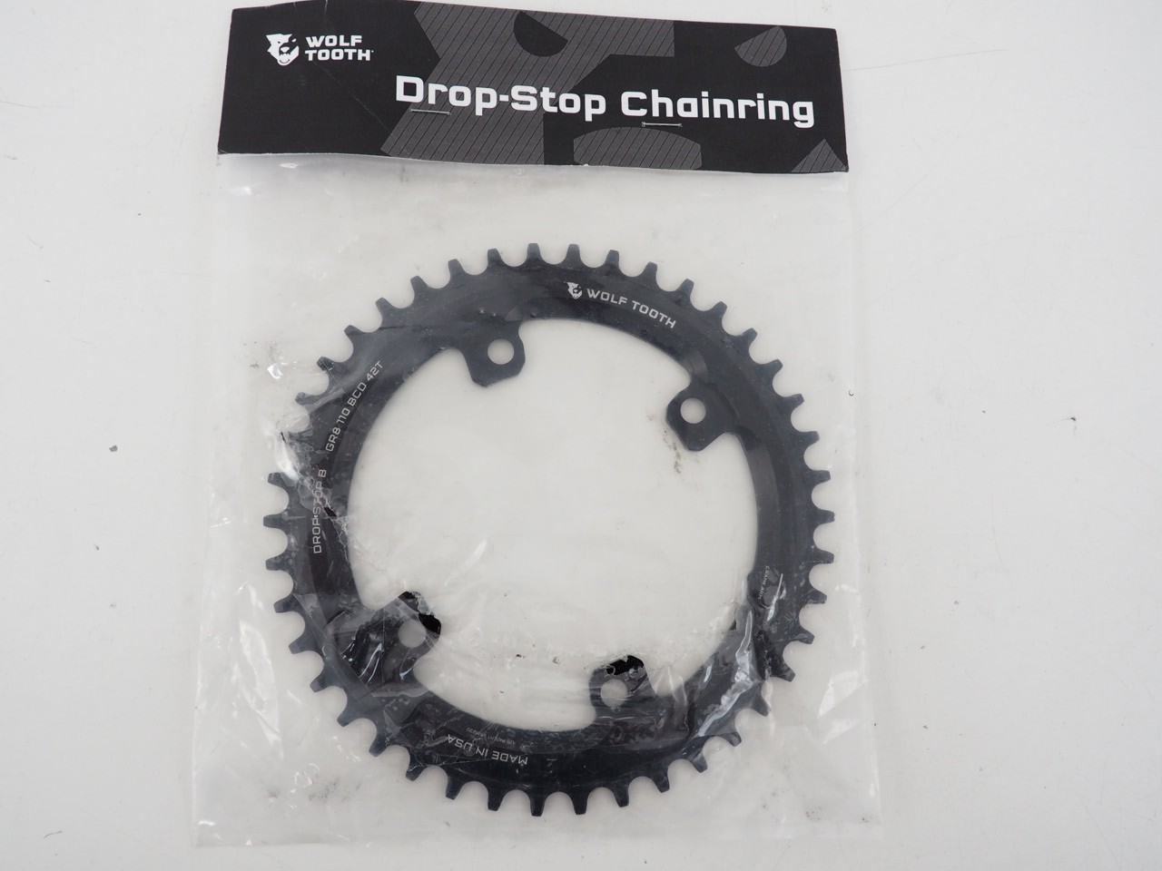 Wolf Tooth Drop-Stop B GR8 110 BCD 42T Gravel Bike Shimano GRX Chainring Black