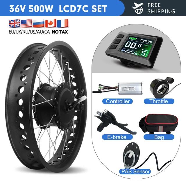 36V/48V 500W Ebike Conversion Kit Fat Tire 4.0 Tyre Front Wheel Hub Motor