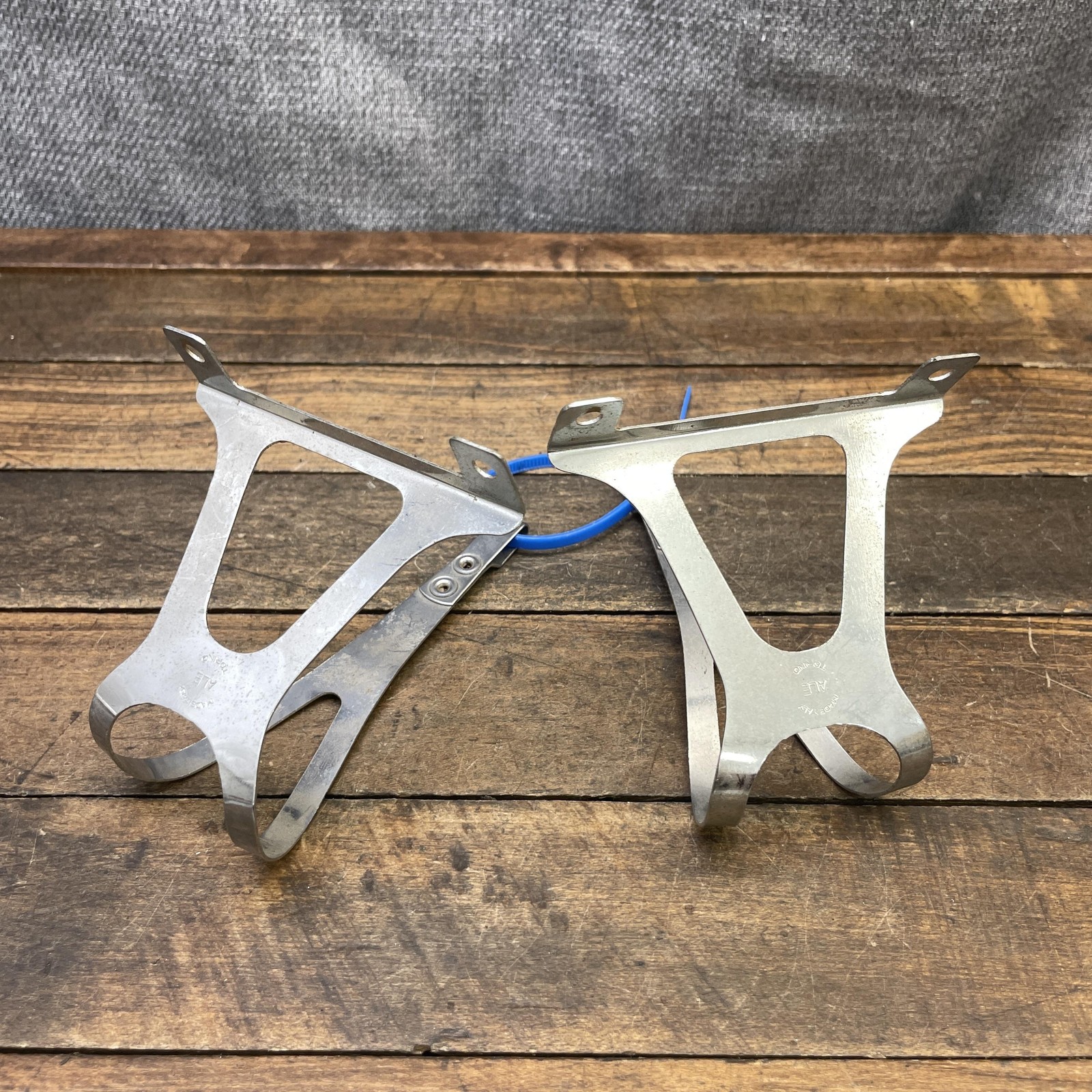 Vintage ALE Sport Toe Clips Silver Steel Pair Road Track Bike Italy Torino 70s