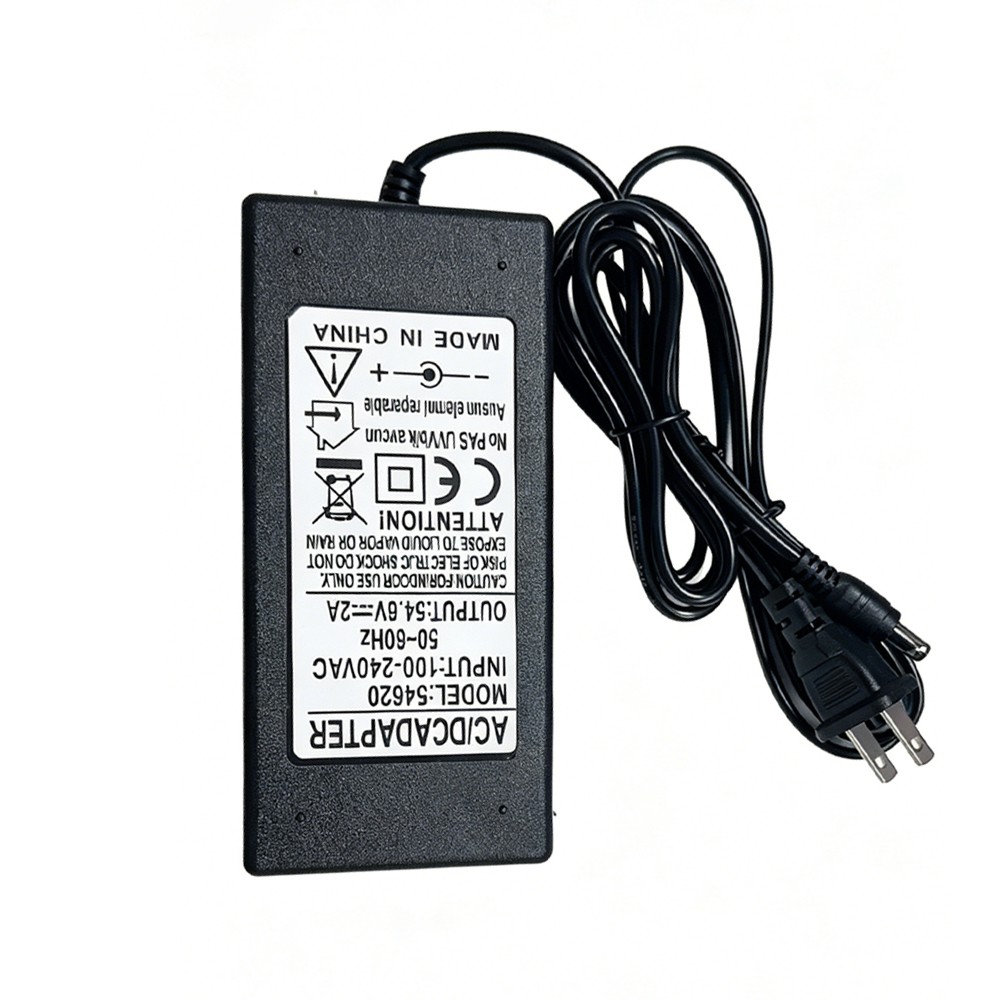 54.6V 2A Adapter Charger 48V Lithium Battery with 5.5mm*2.1mm DC Plug Port 108W.