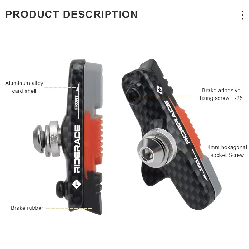 Bike Brake Shoes with Mud Trough – Aluminum Alloy Rim Friction Pads, Replaceable