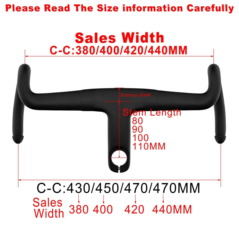 Gravel Road Bicycle Carbon Integrated Handlebar for 28.6mm Fork with Spacers