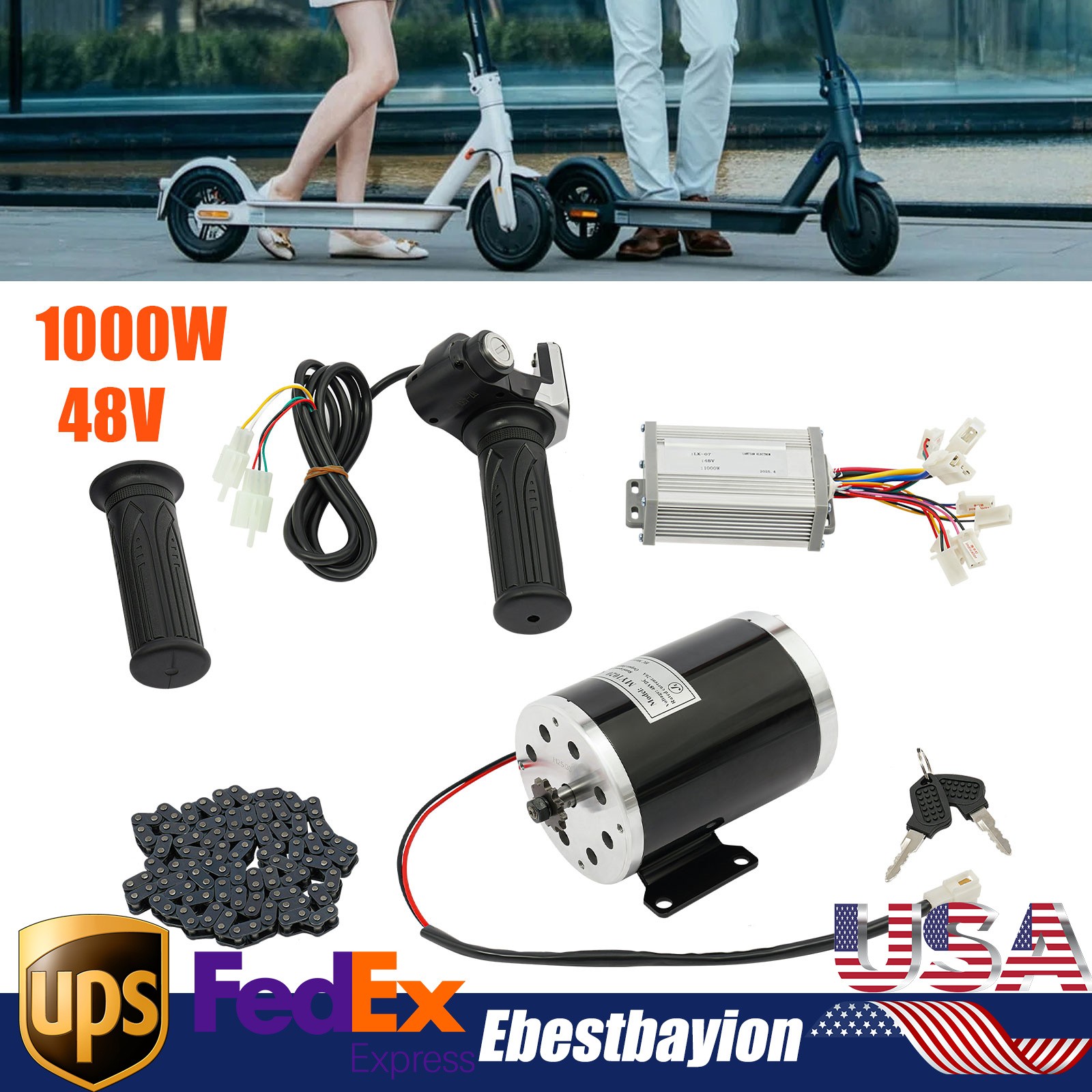 48V 1000W Brush Motor Controller Conversion Kit for Electric Bicycle ATV 3000rpm