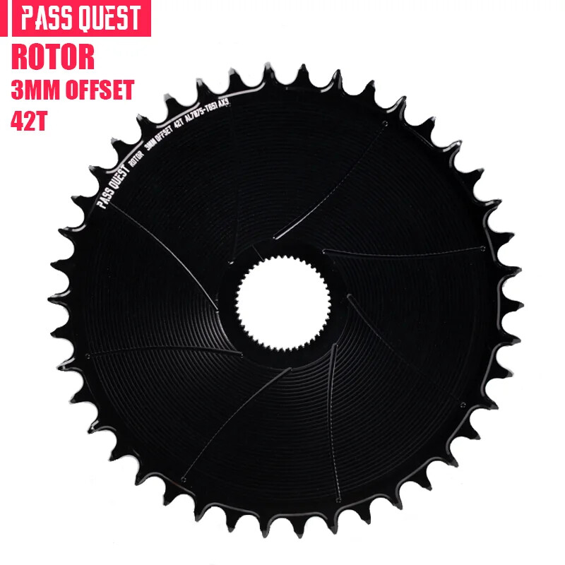 PASS QUEST Rotor Gravel Bike 3mm Offest AERO Round Narrow Wide Chainring