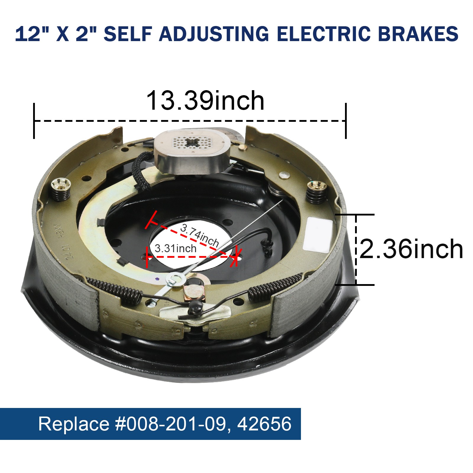 New Self-Adjusting Electric Brake 6 on 5.5″ Bolt Circle Drum Kits with 12″ X 2″