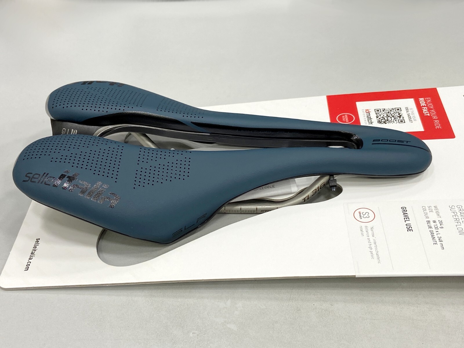 Selle Italia SLR Boost Gravel Ti316 Superflow S3 (130x248mm) Saddle (Blue)