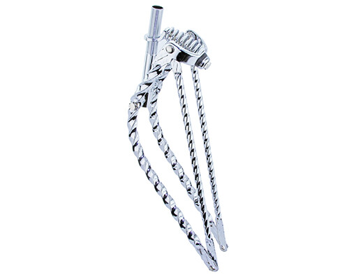 VINTAGE 24″ LOWRIDER BENT SQUARE TWISTED BICYCLE SPRING FORK 1 INCH IN CHROME.