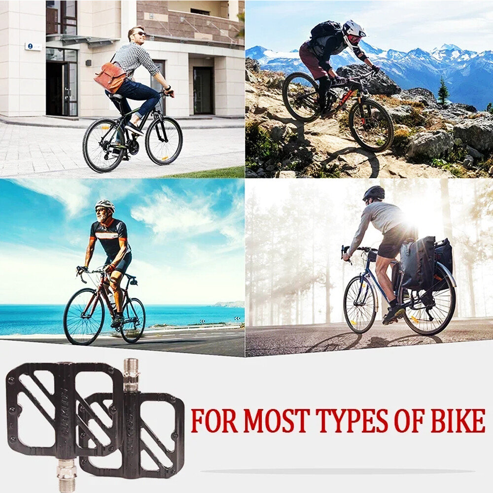 Bicycle Mountain MTB Road Bike Cycling Bearing Nylon Flat-platfrom Pedals 9/16”