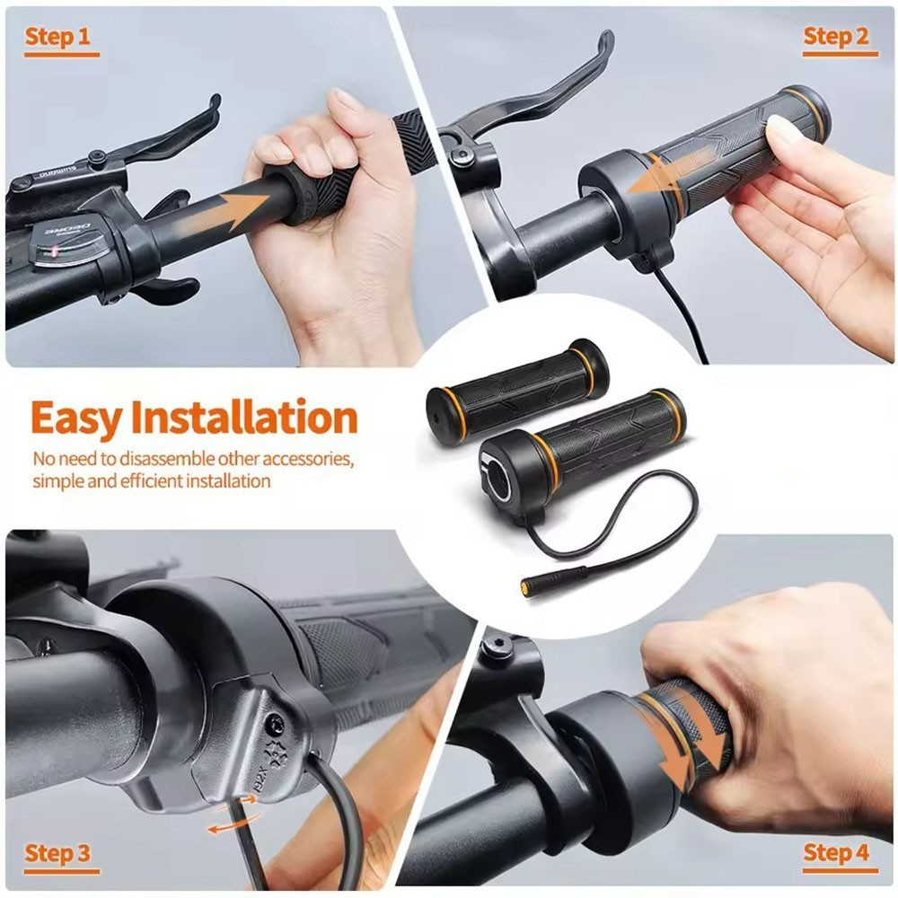 Electric Bicycle Full Twist Throttle Grip 12V-72V Twist Throttle 3 Pin WP Plug