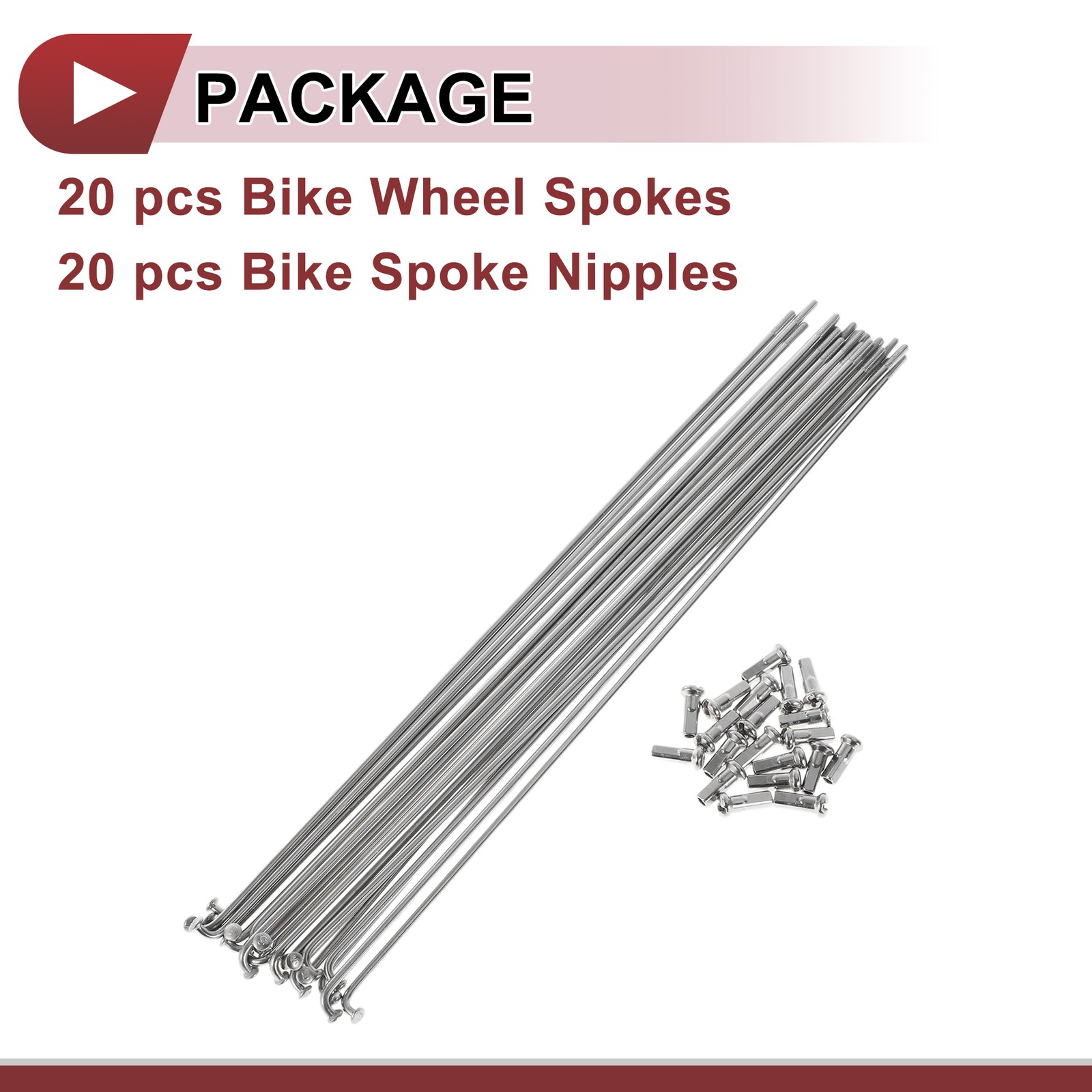 20Set 13G Bicycle Spokes 231mm Bike Wheel Spokes 304 Stainless Steel Silver Tone