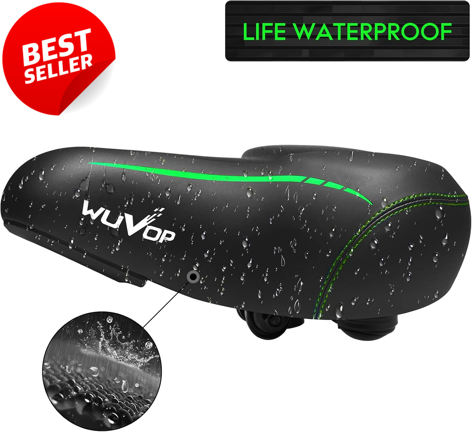 Oversized Bike Seat Wide Comfort Saddle Waterproof with Reflective Strip – US