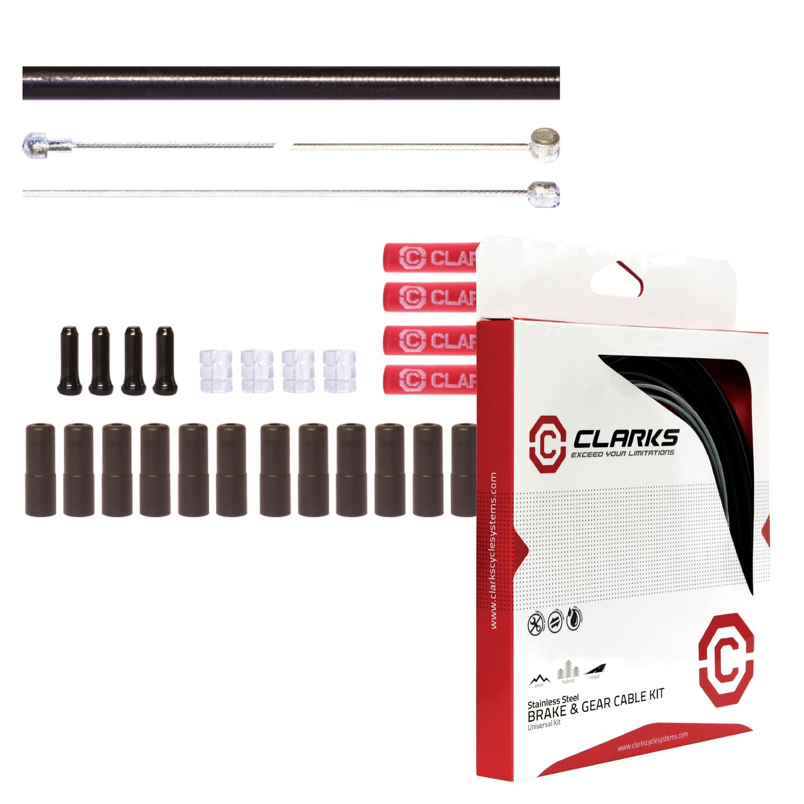 Clarks Stainless Steel Brake and Gear Cable Kit – Black, Universal Brake & Gear