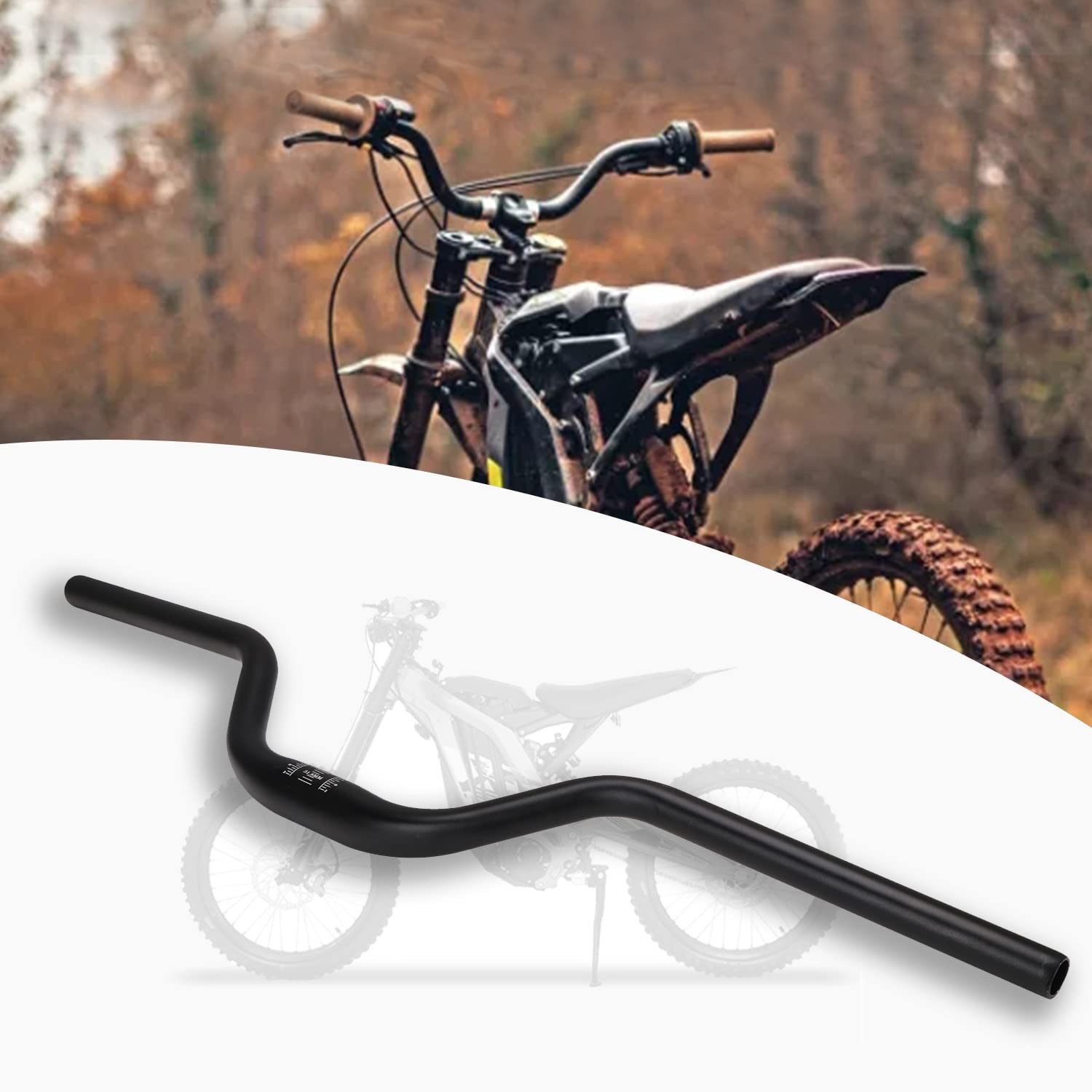 JFG RACING Surron Handlebar,7075 Aluminum 31.8MM Heightened Handlebar, Black