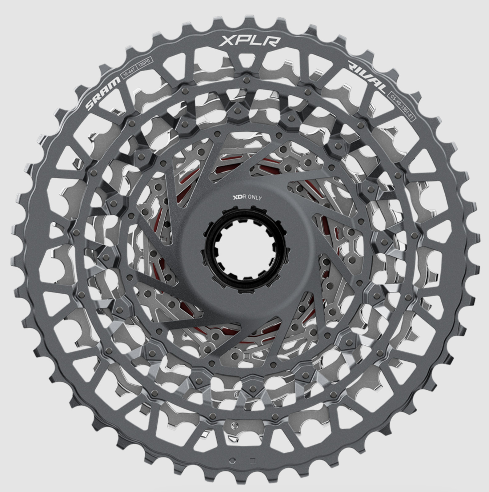 SRAM Rival XPLR XG-1351 Cassette – 13-Speed, 10-46t, For XDR Driver, Silver, E1