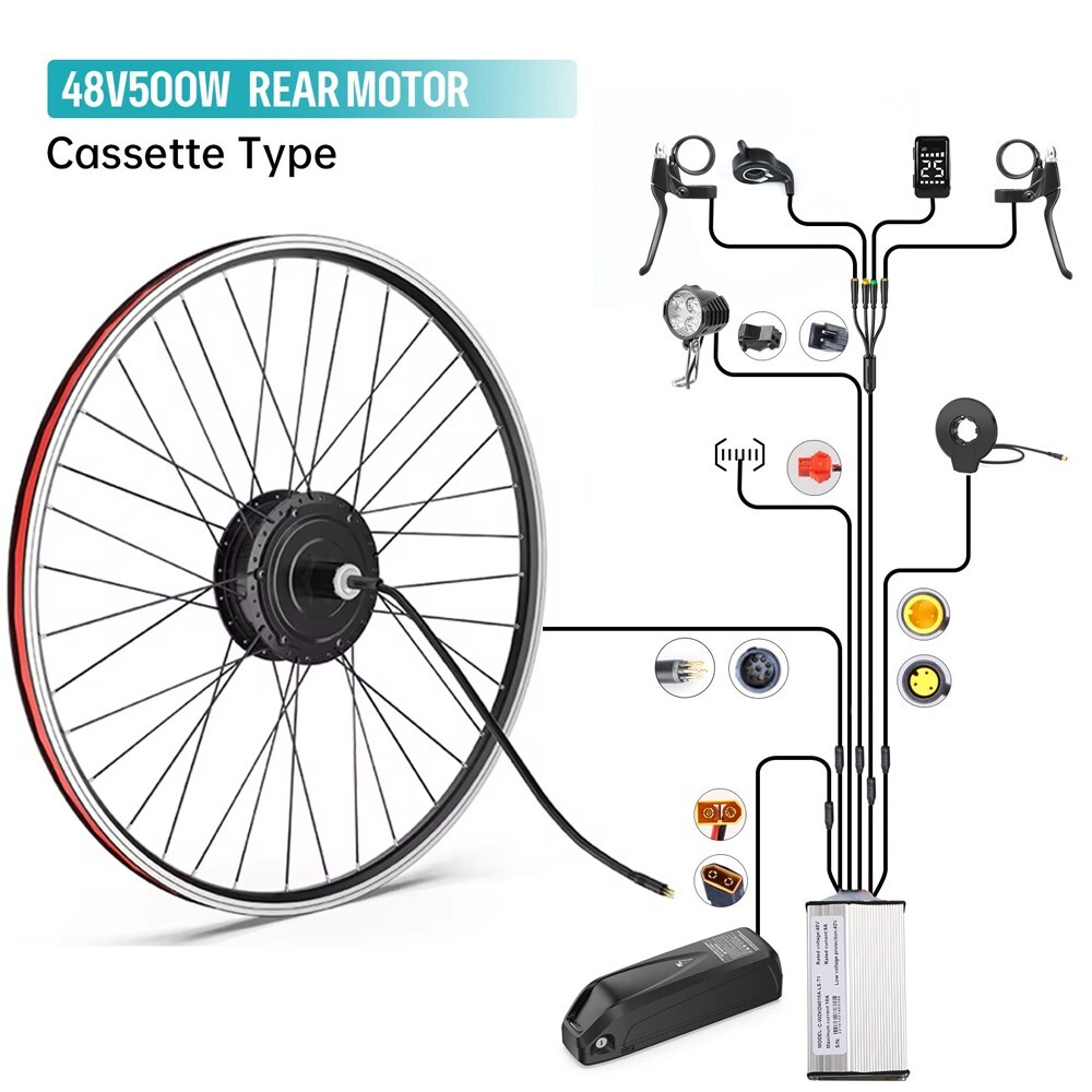 BAFANG 48V500W Rear Hub Motor 26″27.5»700C Wheel Hub Motor Ebike Conversion Kit