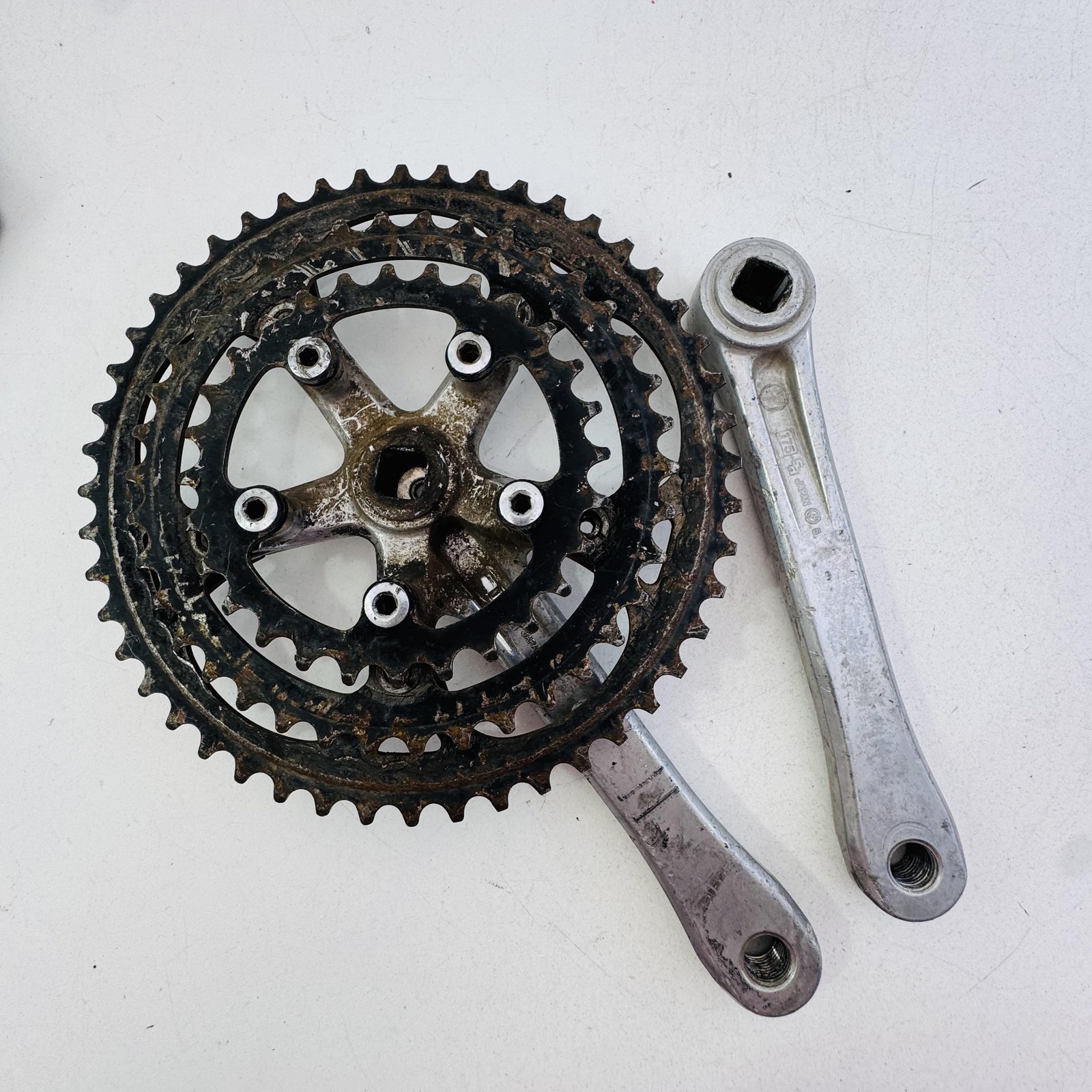 Vintage Sakae SX Triple Crankset 175mm 48/36/28T 110 BCD Silver MTB Bike A36
