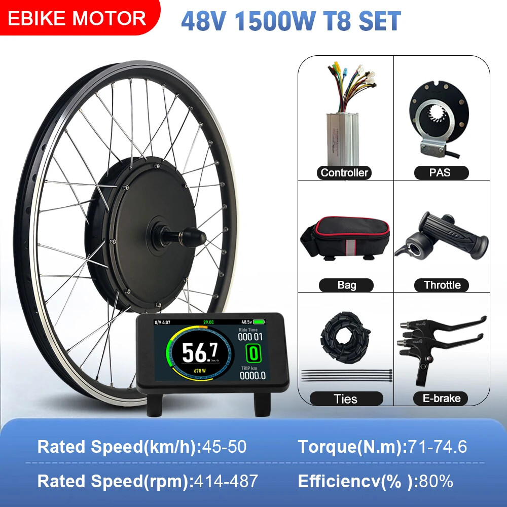 48V 1500W Mountain Electric Bike Conversion Kit Rear Rotate Wheel Hub Motor