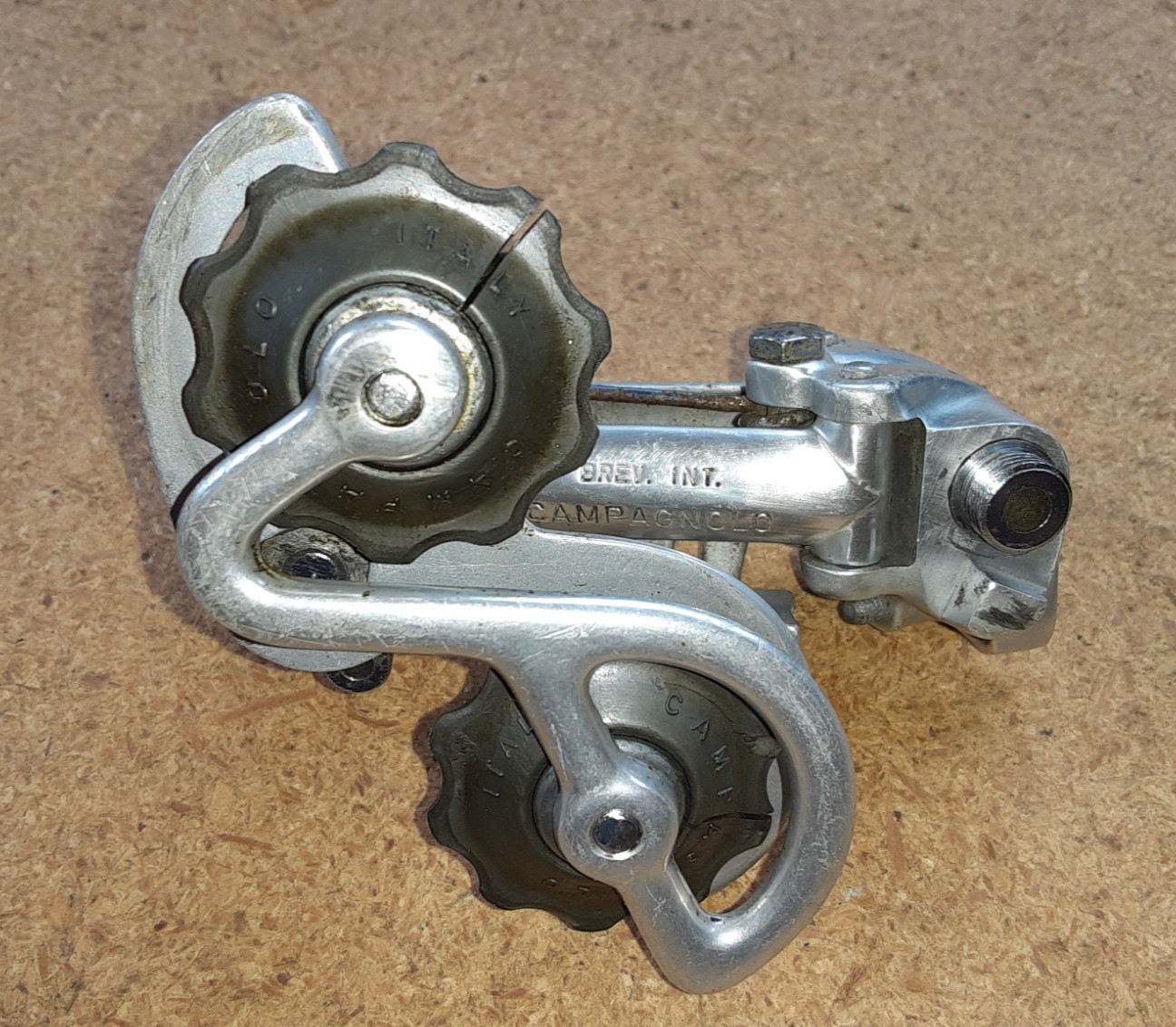 Used Vintage Campagnolo Nuovo Record Rear Derailleur, Pat. 1972 with bolt