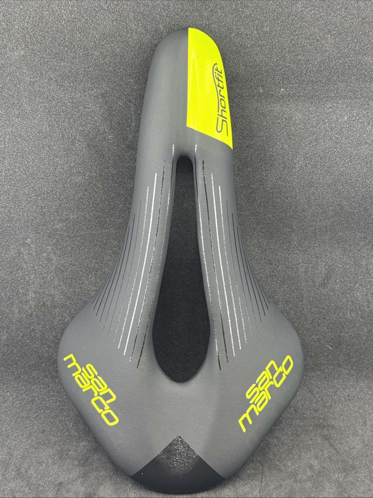 Selle San Marco ShortFit Dynamic Wide Black/Yellow 255mm x 145mm MSRP $200