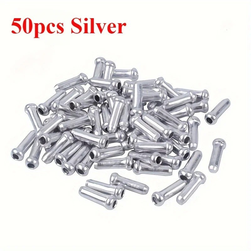 New 50 Pcs Aluminum Bike Bicycle Shifter Brake Cable Tips Caps Ends Crimps
