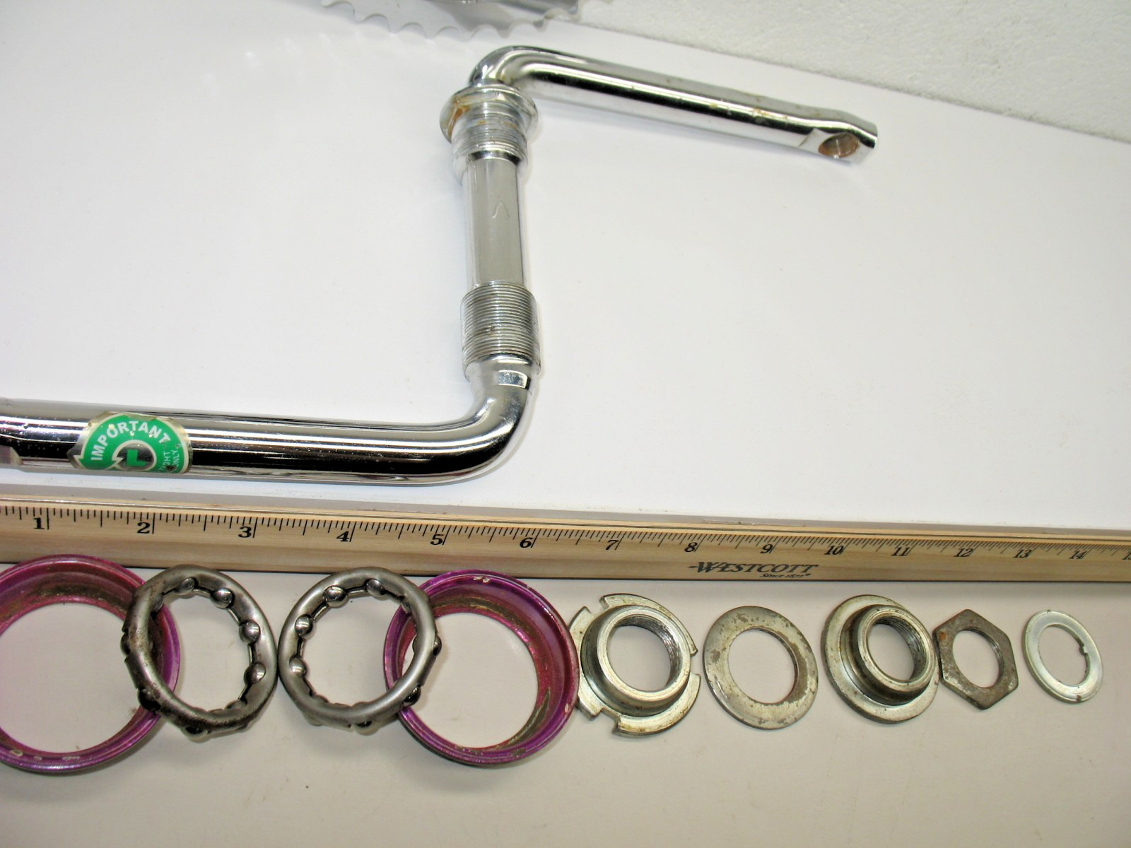 Chrome/Silver Steel Crank 40 Tooth Chainring, 140mm (5-1/2″) with B/B Set-USED