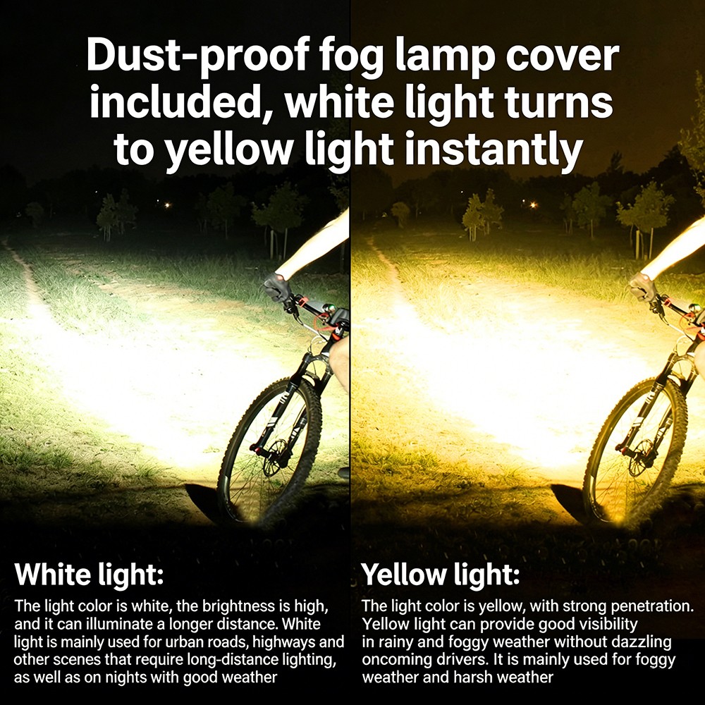Bicycle Headlight 1100LM Yellow/White Dual Beam with Wireless Remote Control